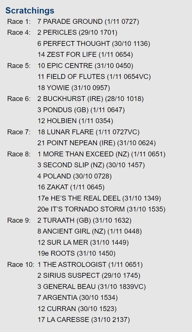 Photo: scratchings for flemington